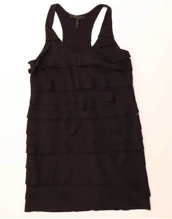 BCBGMAXAZRIA Womens Sleeveless Tiered Dress UK 14 Large Black Polyester