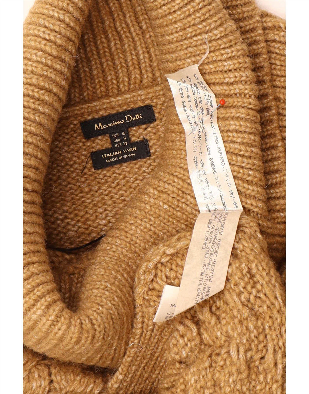 Massimo Dutti Womens Roll Neck Jumper Sweater UK 14 Medium Brown Acrylic