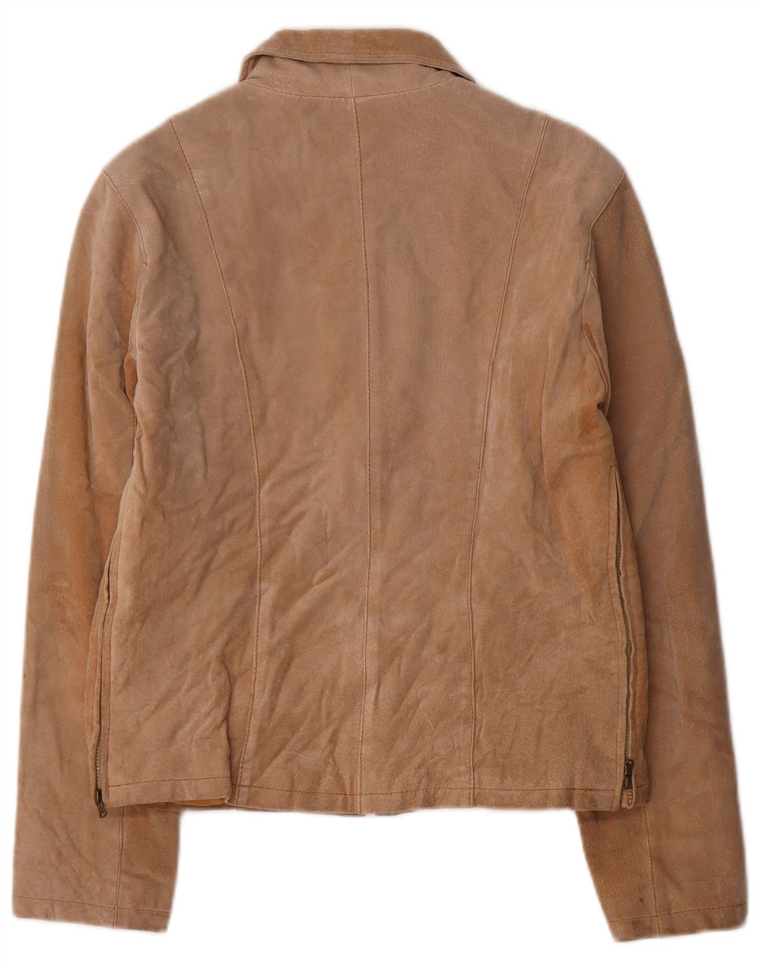 Effe Ti Womens Suede Jacket IT 44 Medium Beige Leather