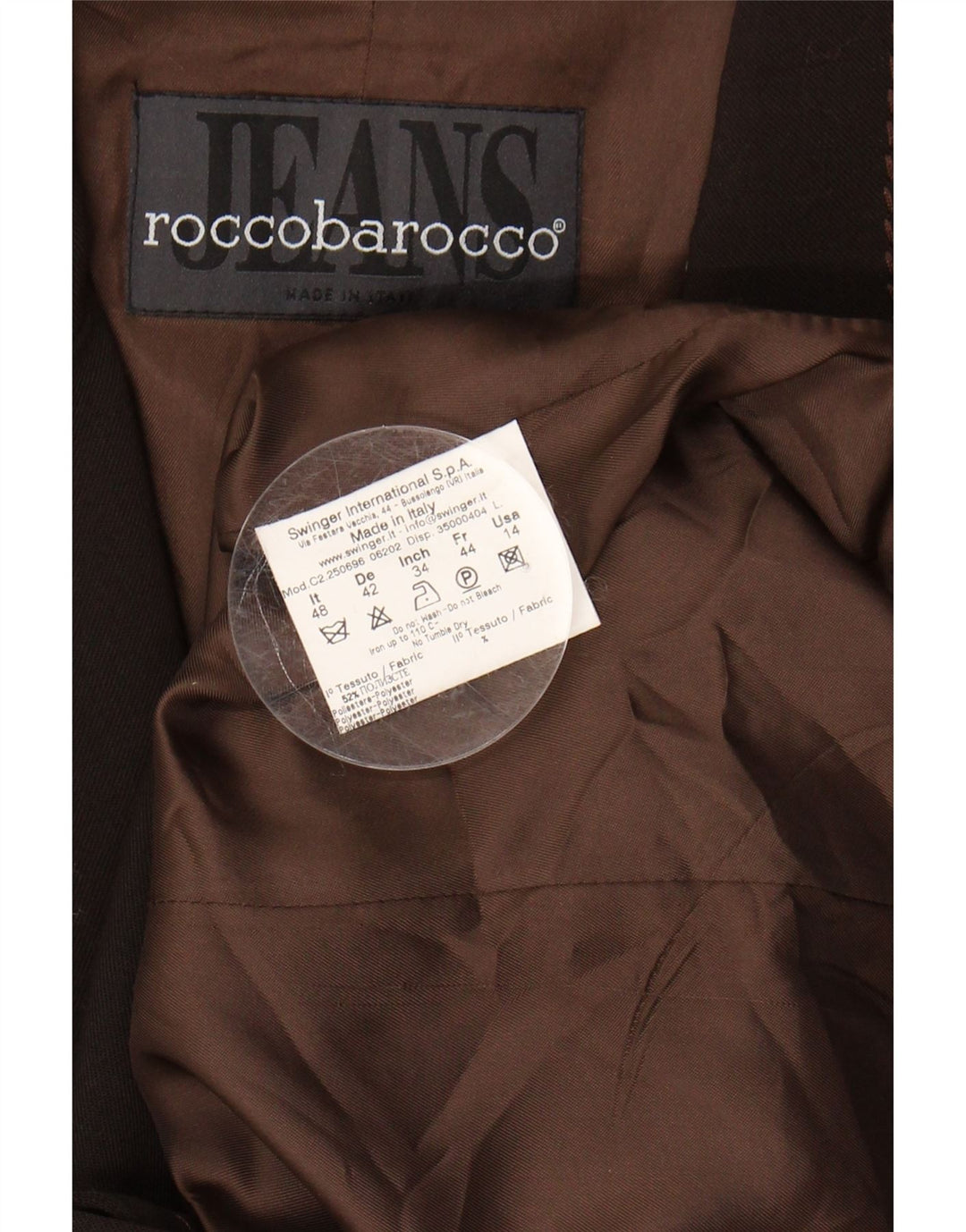 ROCCOBAROCCO Womens 2 Button Blazer Jacket IT 48 XL Brown Polyester Vintage Roccobarocco and Second-Hand Roccobarocco from Messina Hembry 