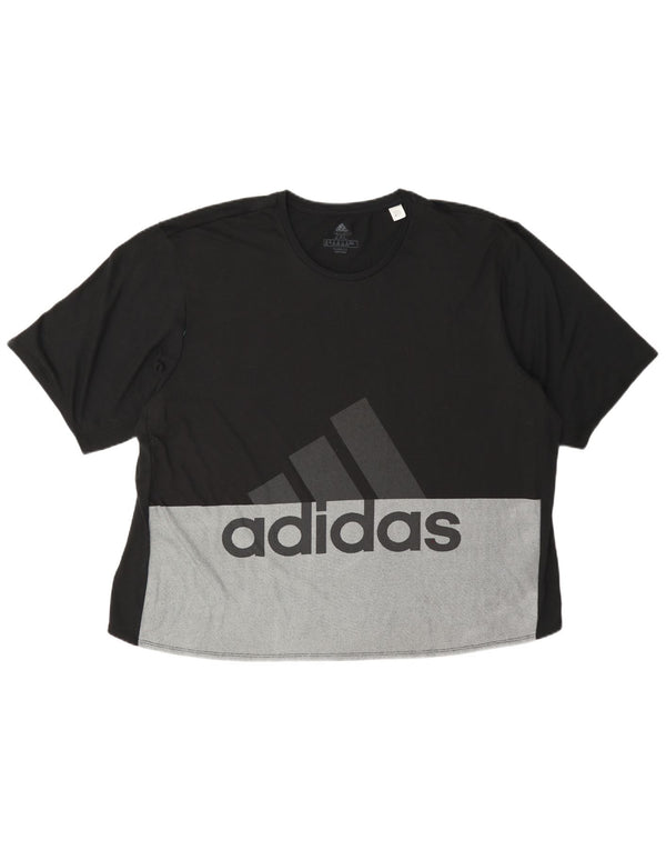 Adidas Dame Climalite Grafisk T-Shirt Top UK 24/26 2XL Sort Colourblock