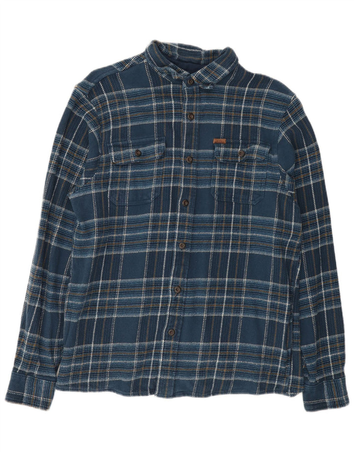 Orvis Mens Flannel Shirt Medium Navy Blue Check
