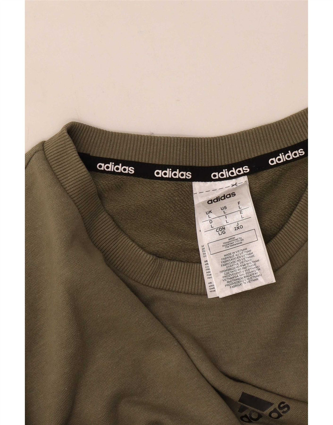 Adidas Mens Moletom Jumper Grande Algodão Cáqui