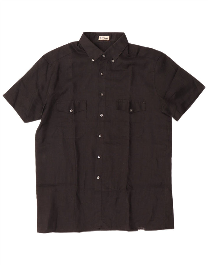 PLAY Camicia trasparente da uomo trasparente taglia 16 41 grande poliestere nero