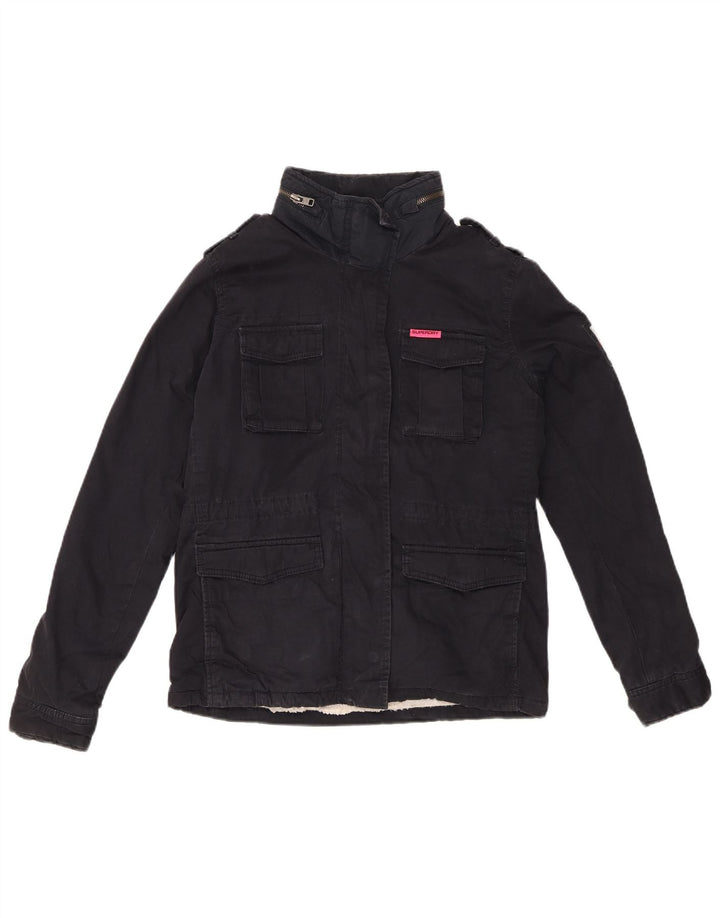 Superdry Womens Sherpa Military Jacket UK 10 Small Navy Blue