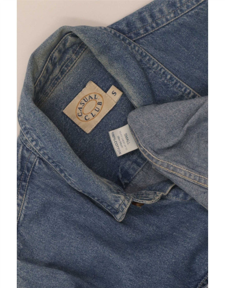 Vintage Mens Regular Fit Denim Shirt Small Blue Cotton