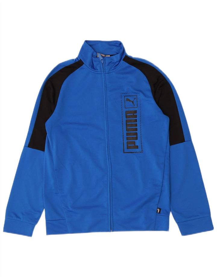 Puma Boys Graphic Tracksuit Top Jacket 13-14 Years Blue Colourblock