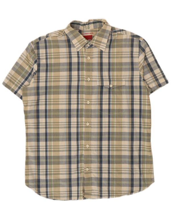 Levi's Mens Short Sleeve Shirt Large Green Check Cotton