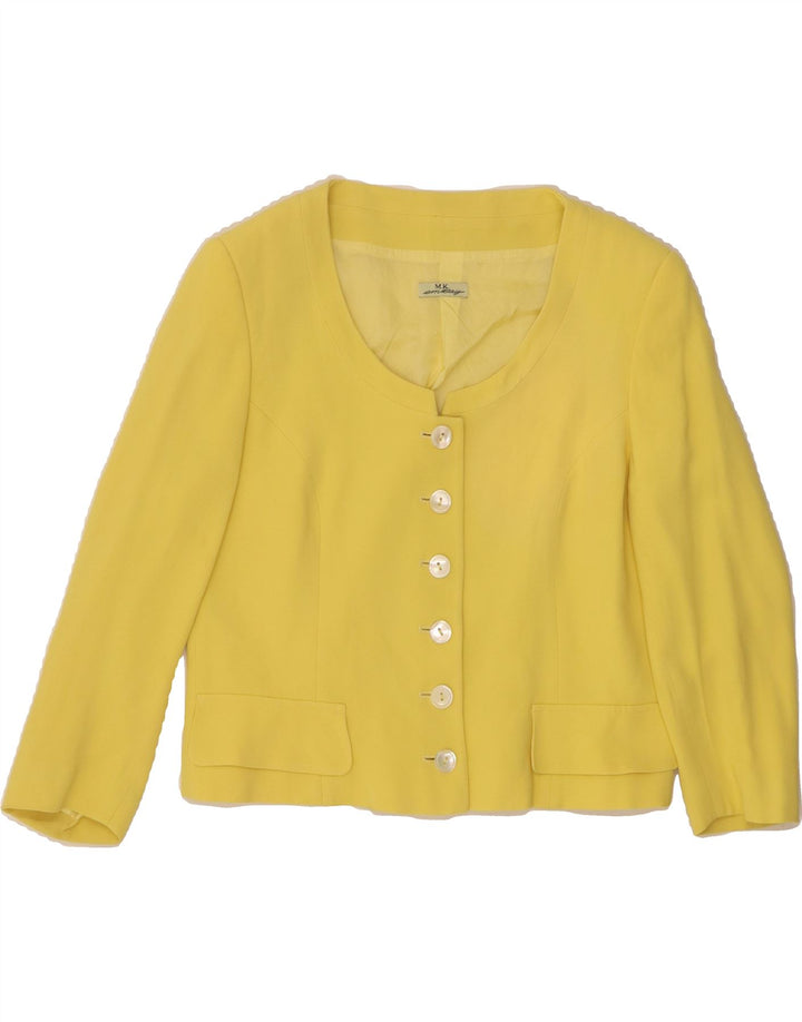 MK EMKAY Womens Crop 6 Button Blazer Jacket IT 46 Large Yellow Acetate Vintage Mk Emkay and Second-Hand Mk Emkay from Messina Hembry 