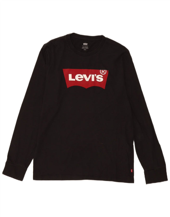 Levi's Mens Graphic Top Long Sleeve Medium Black Cotton