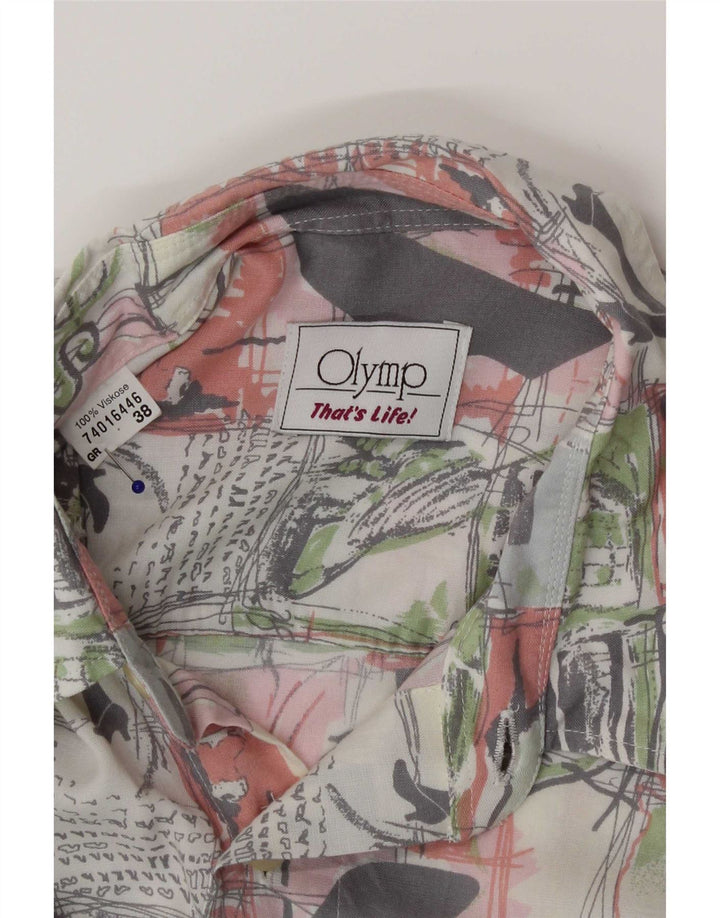 Olymp Herre grafisk skjorte størrelse 38 Medium Flerfarvet Patchwork Viscose