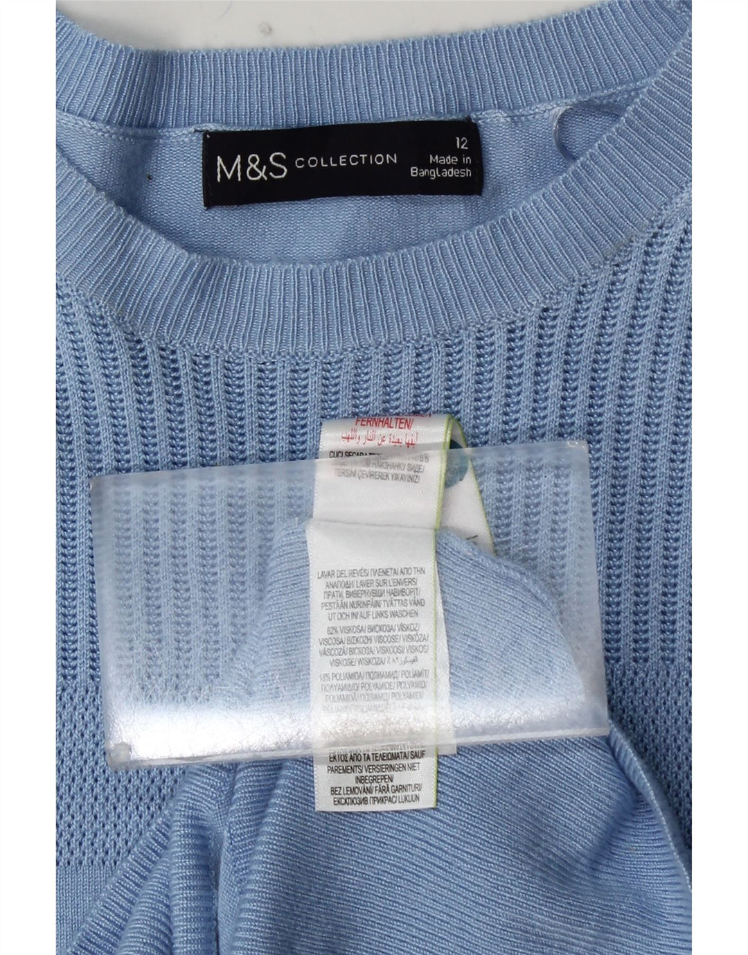 MARKS & SPENCER Maglione corto da donna con scollo a barca UK 12 Blu medio