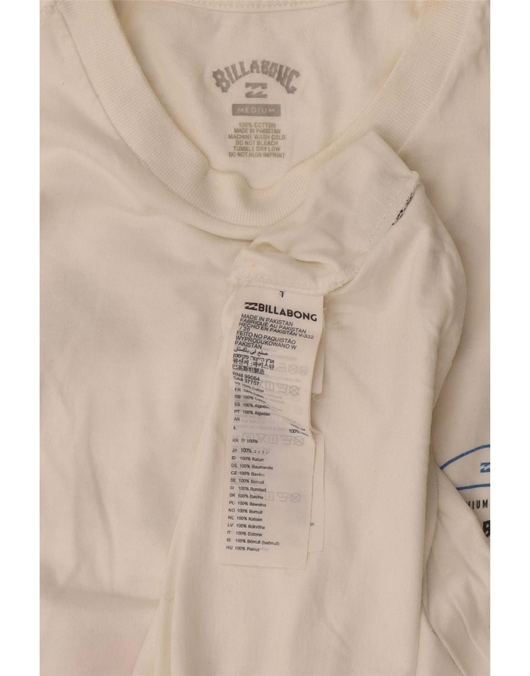 Billabong Mens Graphic T-Shirt Top Medium White Cotton