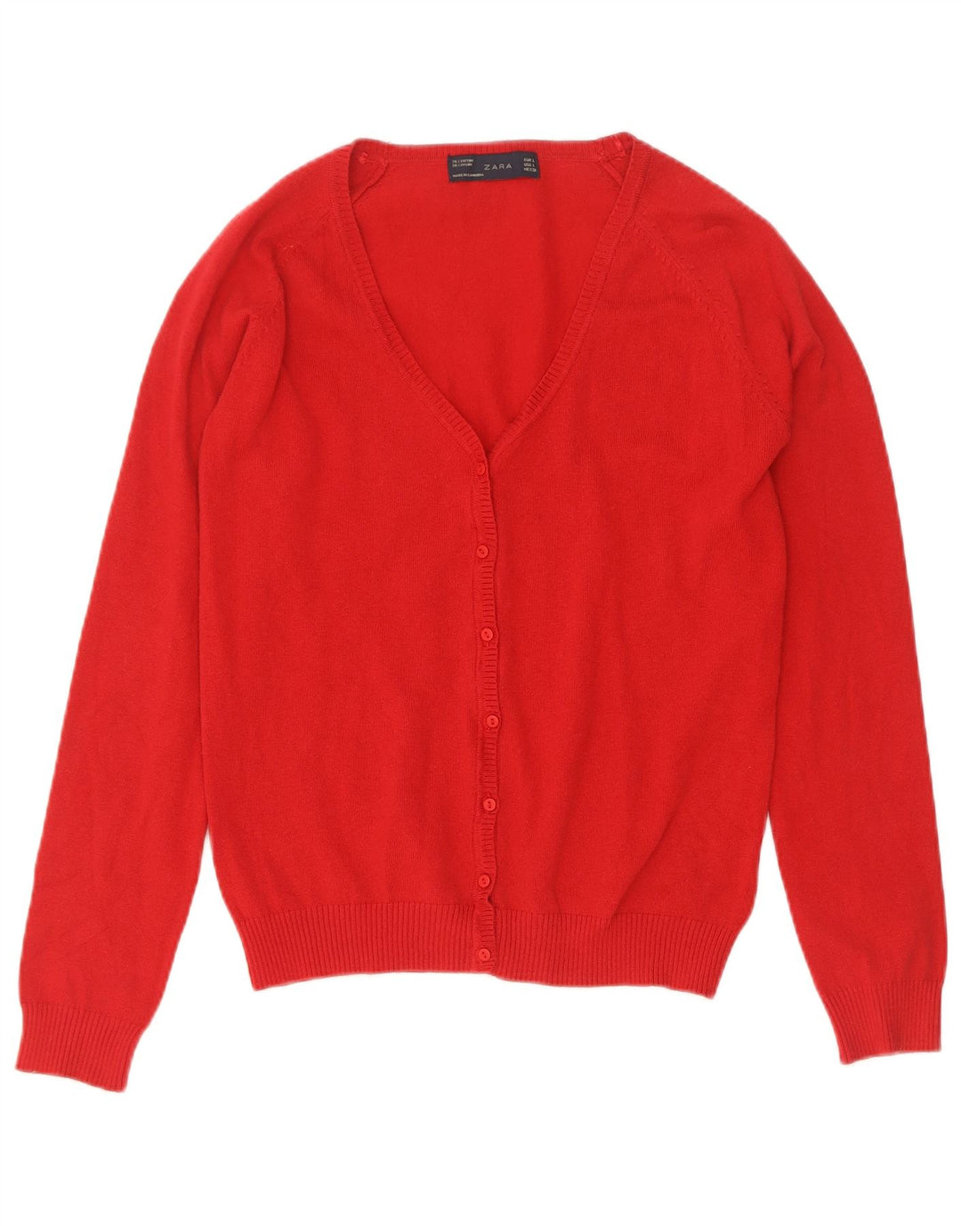 Zara Cardigan Femme Pull UK 14 Large Rouge