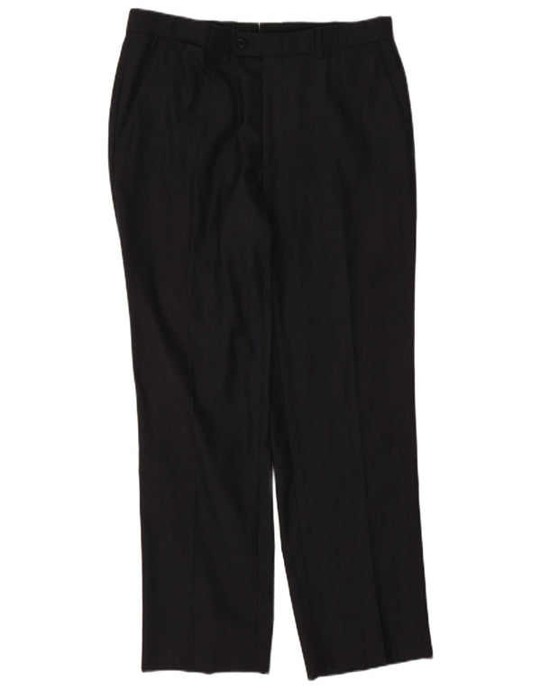 Massimo Dutti Mens Straight Suit Trousers EU 42 Large W32 L28 Navy Blue
