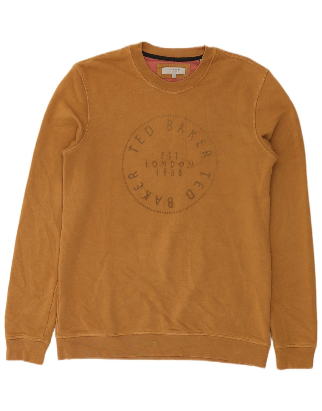 Ted Baker Mens Graphic Sweatshirt Jumper Size 2 Small Brown Cotton