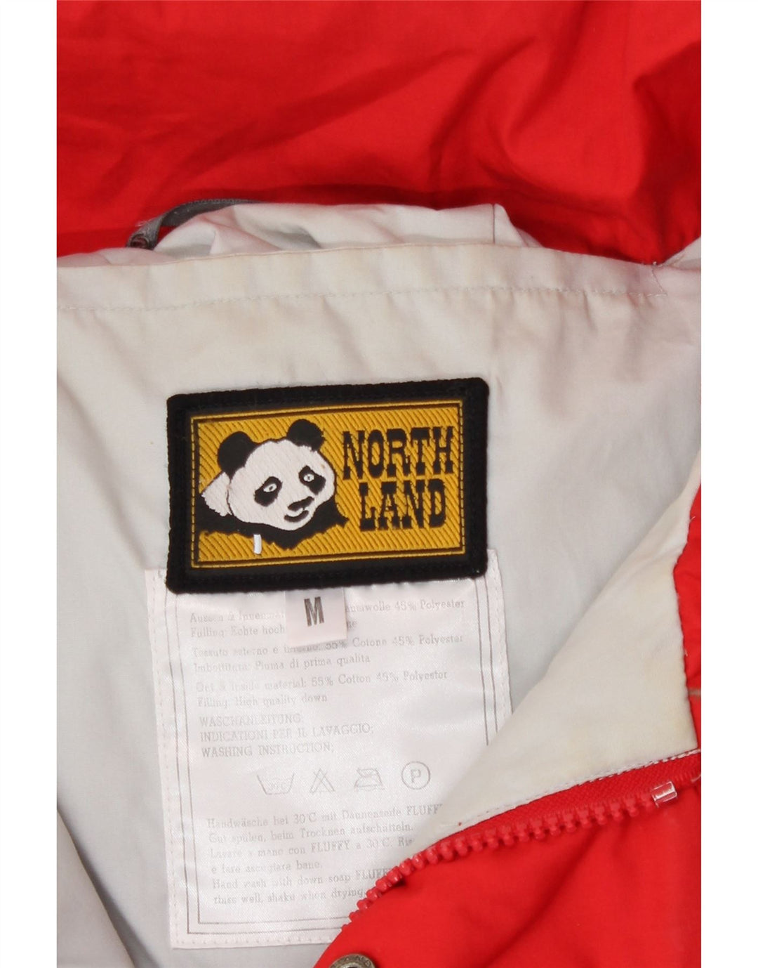 North Land Mens Hooded Padded Jacket UK 38 Medium Red Cotton