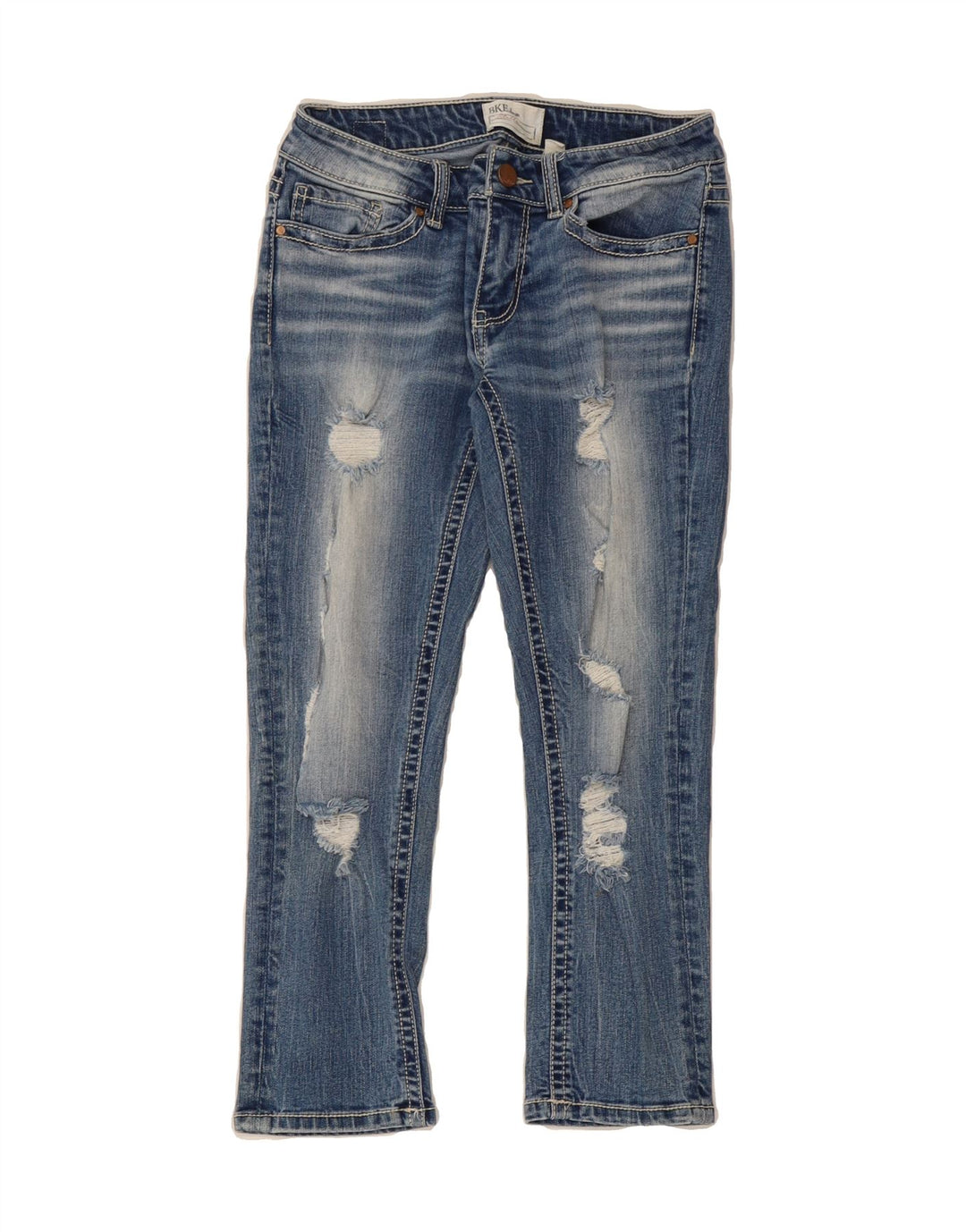 BKE Womens Stella Distressed Capri Jeans W26 L22 Blue Cotton Vintage BKE and Second-Hand BKE from Messina Hembry 