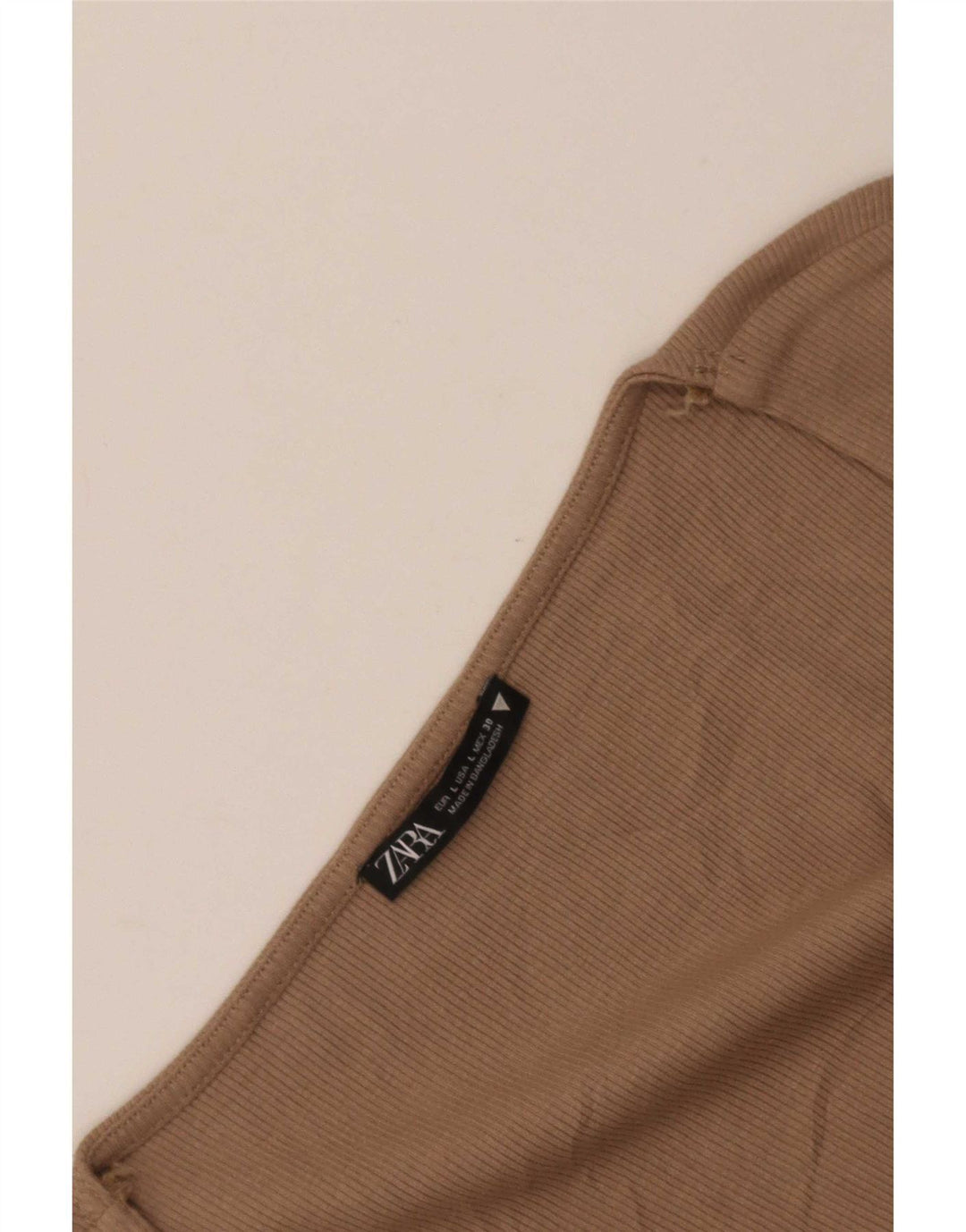 Zara Womens Crop Top Long Sleeve UK 14 Large Brown