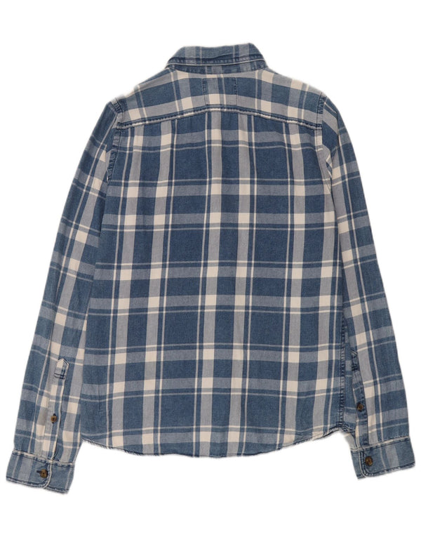 Abercrombie & Fitch Mens Muscle Flannel Shirt Medium Blue Check Cotton