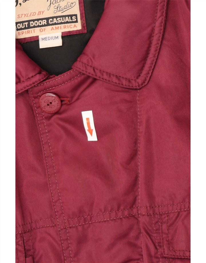 Giubbotto bomber imbottito da uomo vintage UK 38 nylon medio bordeaux
