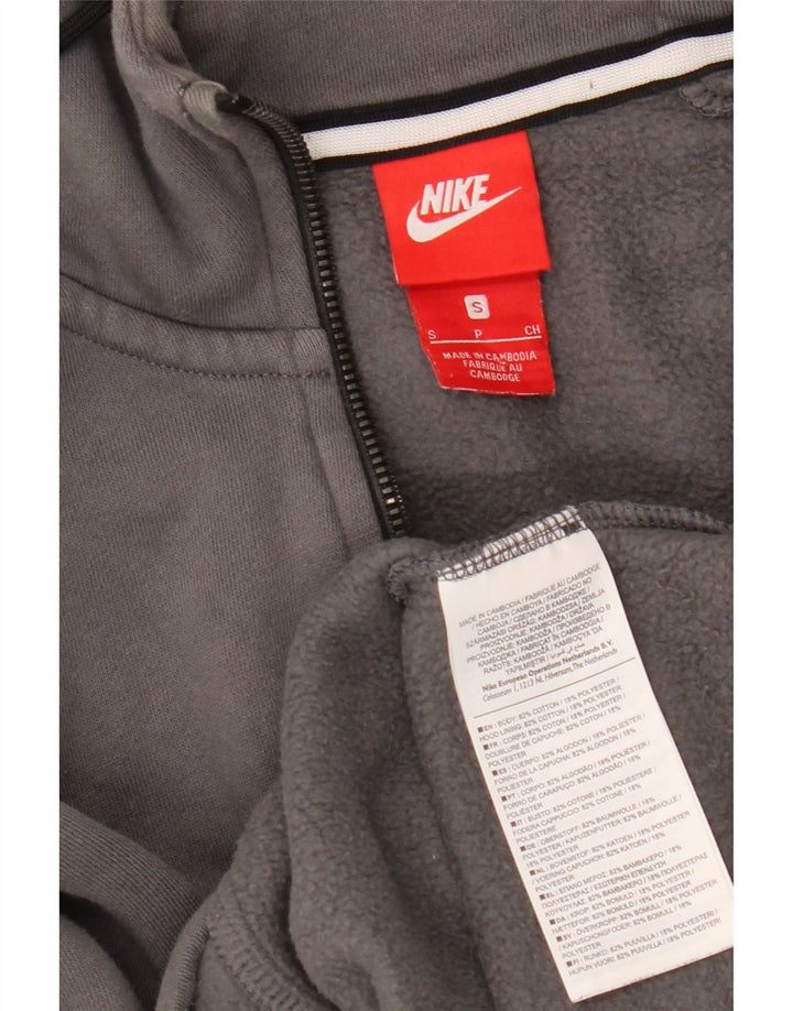 NIKE Mens Zip Neck Hoodie Jumper Small Grey Cotton