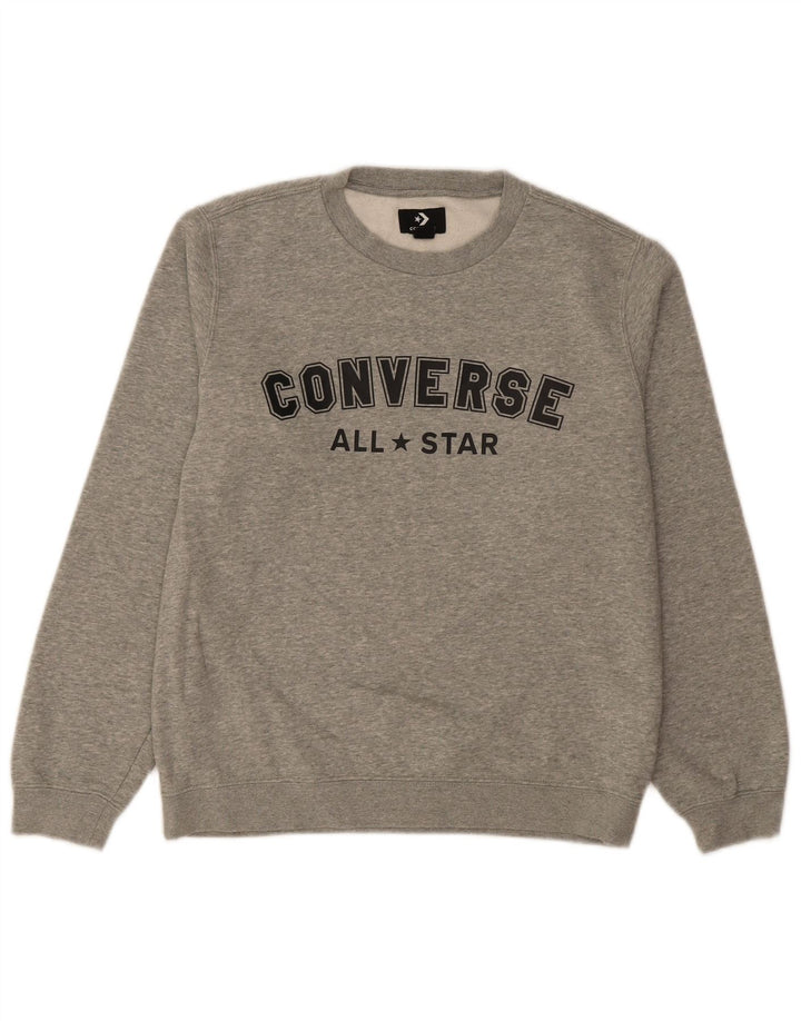 CONVERSE Mens Graphic Sweatshirt Jumper Small Grey Cotton