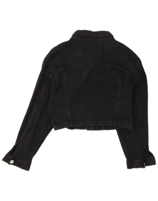 Zara Womens Crop Oversized Denim Jacket Reino Unido 14 Médio Preto