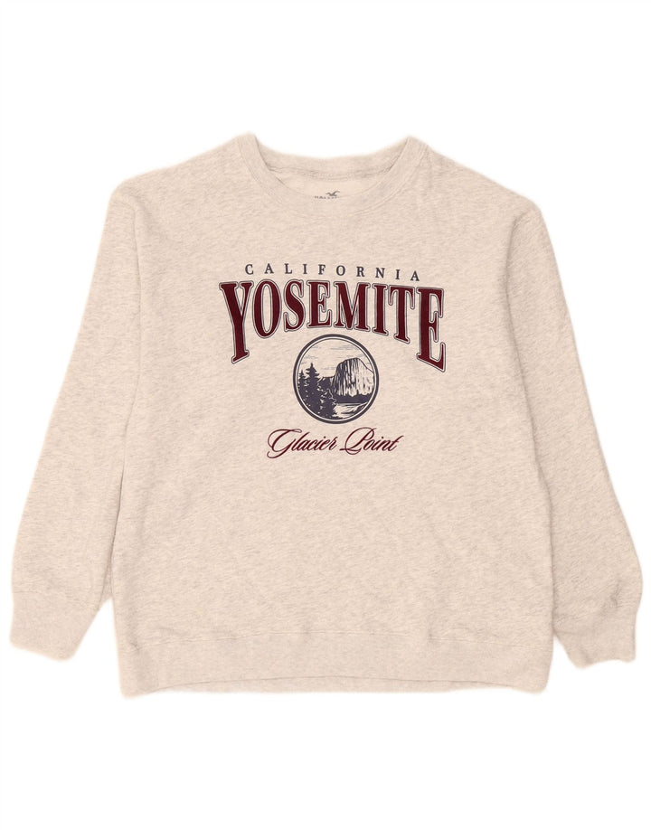 Hollister Mens Graphic Sweatshirt Jumper Small Grey Cotton
