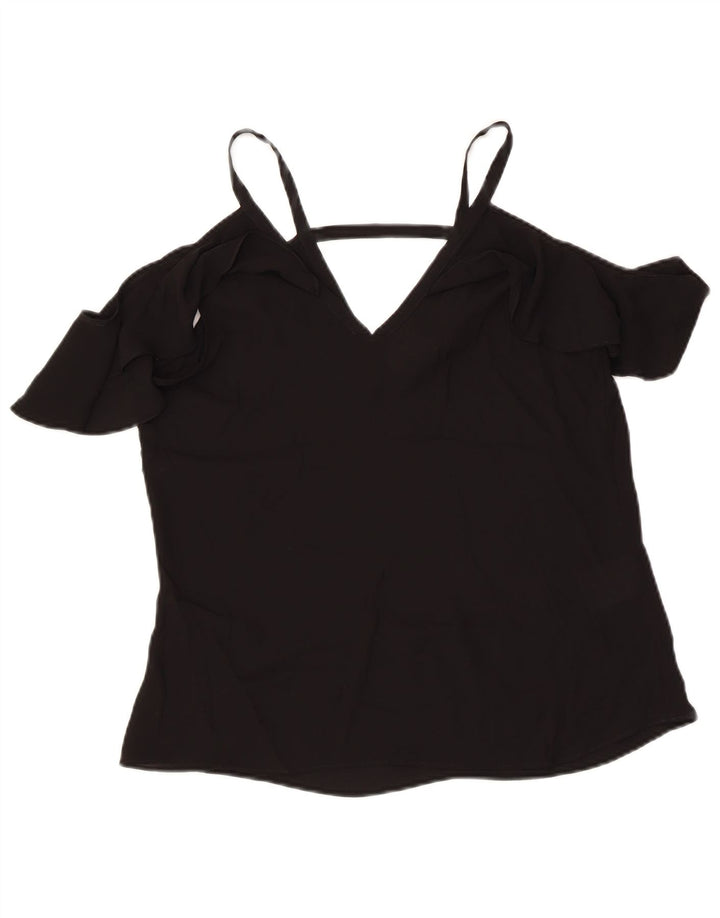 BCBGMAXAZRIA Dame Off Shoulder Top UK 2 2XS Sort Polyester