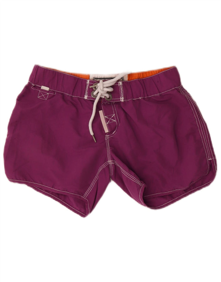 Superdry Womens Graphic Swimming Shorts UK 12 Medium Purple Polyester