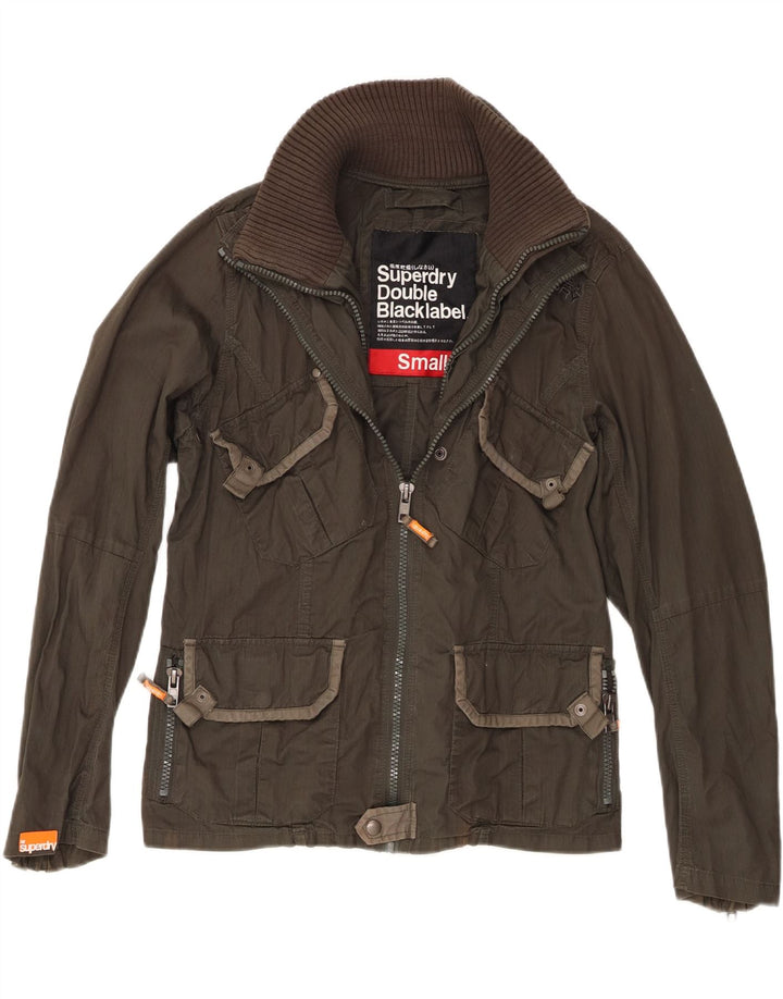Superdry Mens Double Blacklabel Utility Jacket UK 36 Small Khaki Cotton