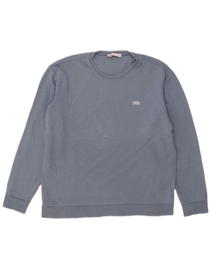 Zara Mens Sweatshirt Jumper XL Blue Cotton