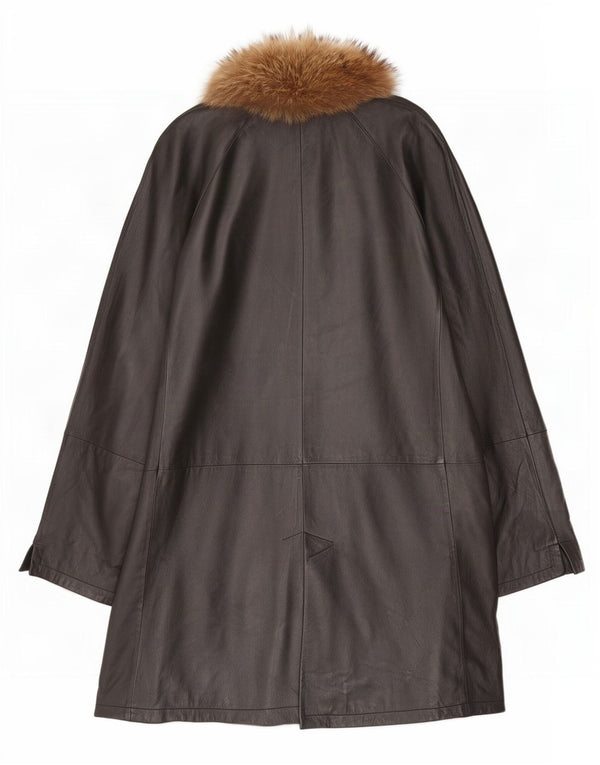 Casaco de couro oversized feminino vintage UK 18 XL preto