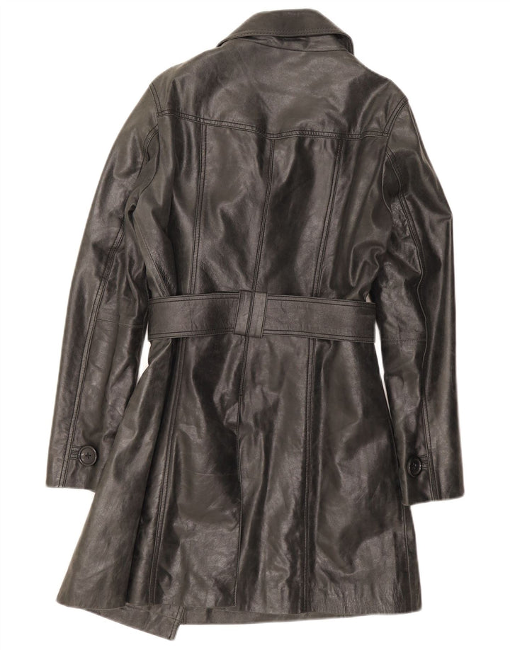 Oakwood Womens Trench Leather Coat UK 14 Medium Black