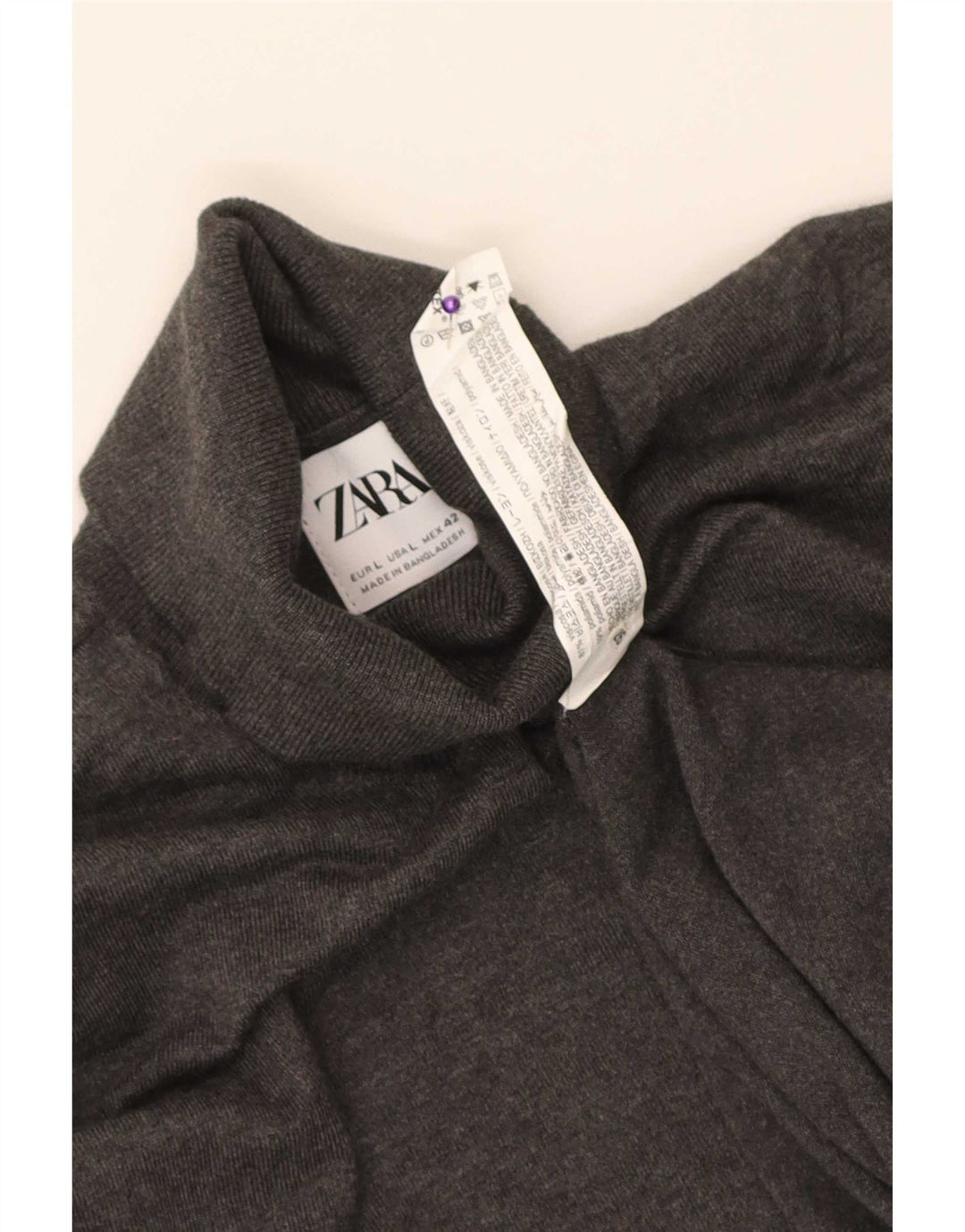 Zara Mens Roll Neck Jumper Sweater Large Grey Flecked Viscose