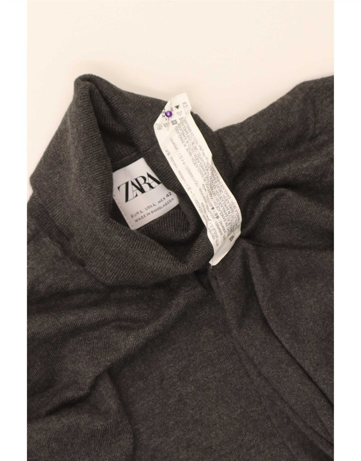 Zara Mens Roll Neck Jumper Sweater Large Grey Flecked Viscose