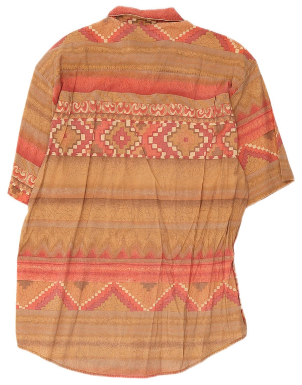 Vintage kortærmet herreskjorte XL Beige Geometrisk