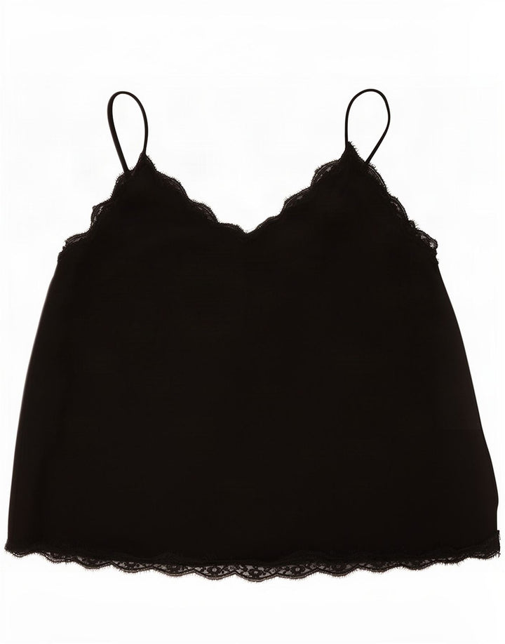 Zara Womens Crop Cami Top UK 16 Large Black Polyester