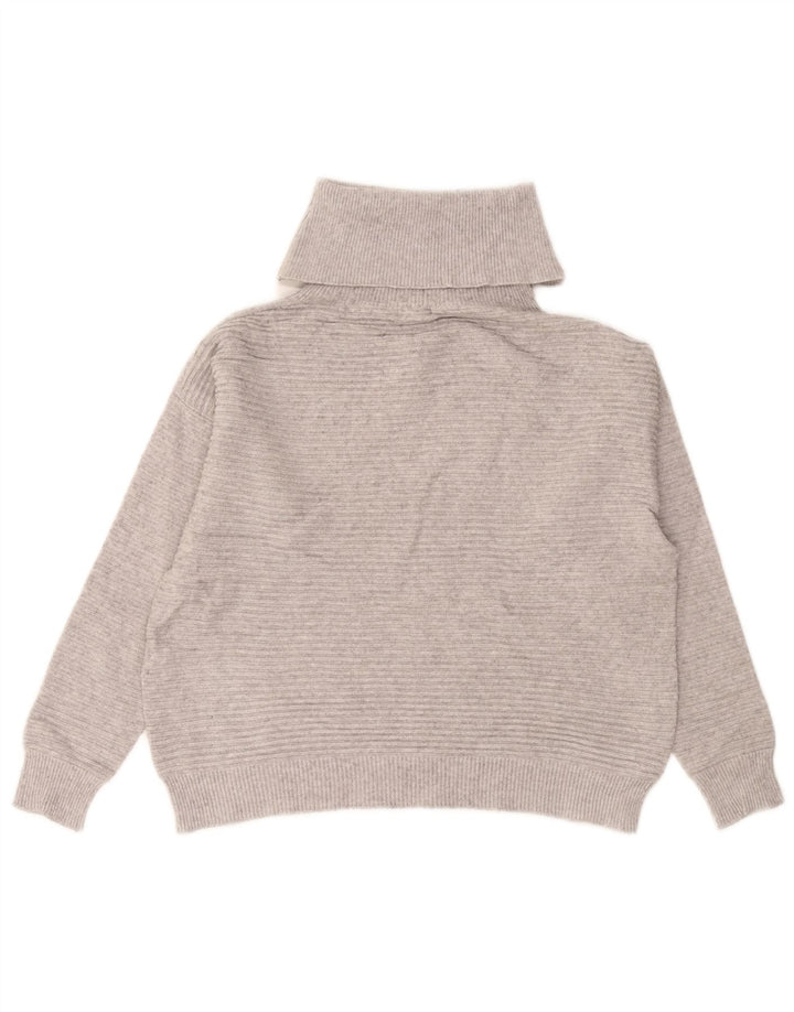 Phase Eight Dame Crop Roll Neck Jumper Sweater UK 14 Medium Grey Viscose