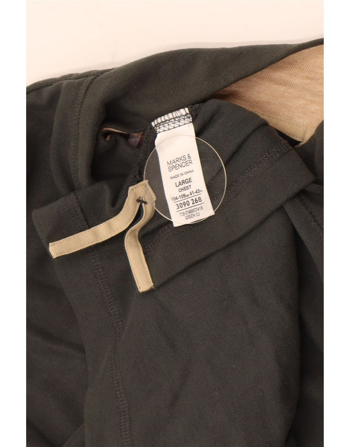 Marks & Spencer Mens Blue Harbour Zip Neck Top Long Sleeve Large Green