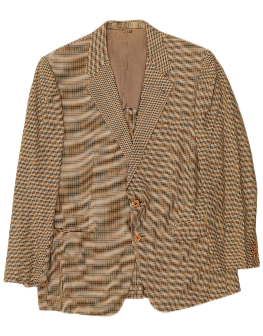 Burberrys Mens 2 Button Blazer Jacket IT 52 Large Beige Check Cotton