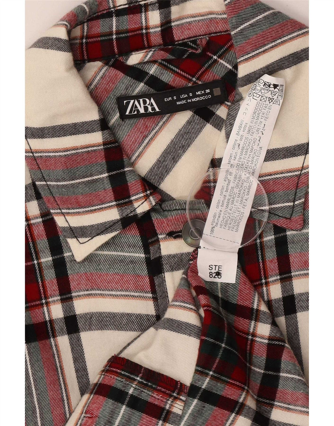Zara Womens Oversized Utility Jacket UK 10 Small Multicoloured Check