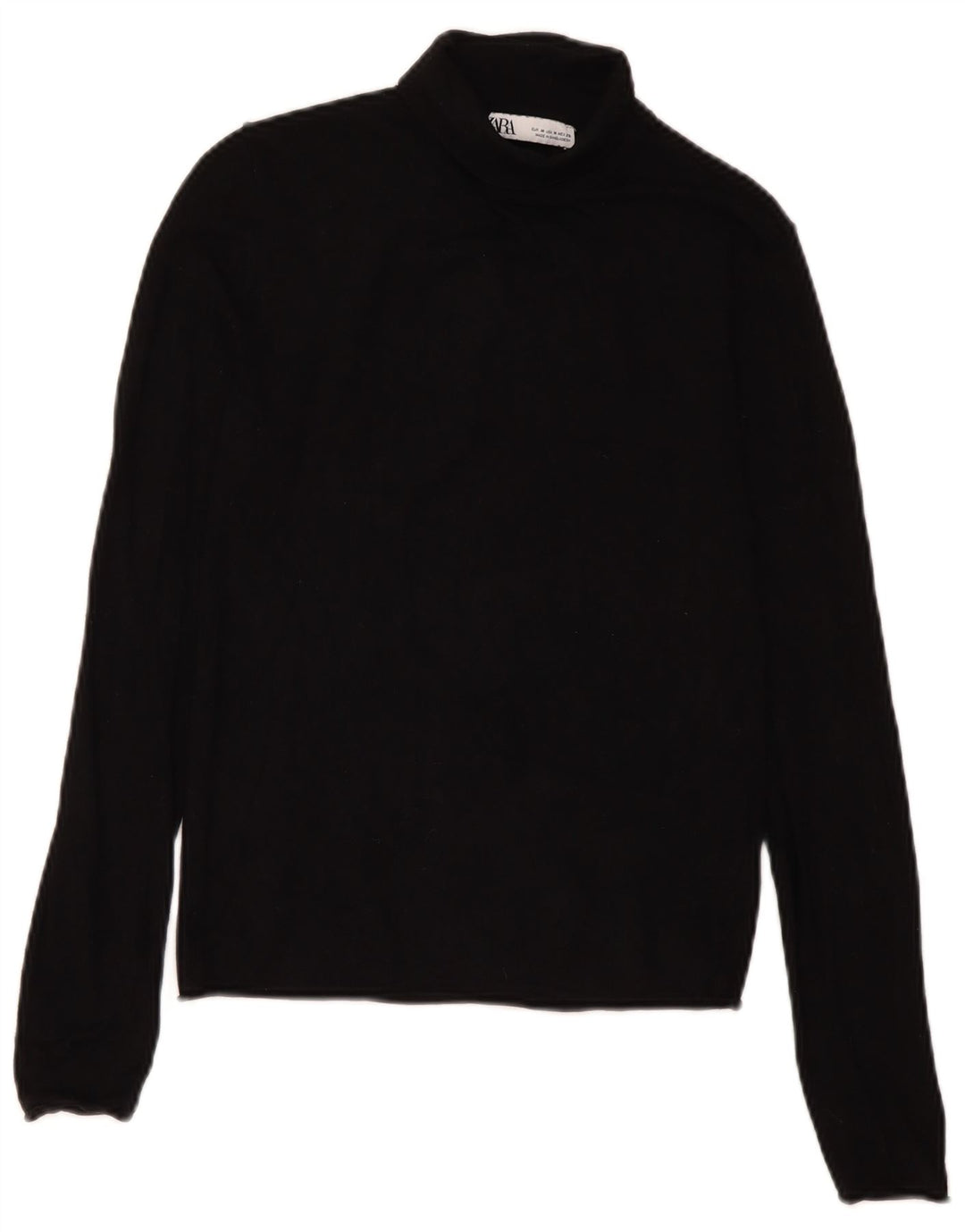 Zara Womens Roll Neck Jumper Sweater UK 12 Medium Black Viscose