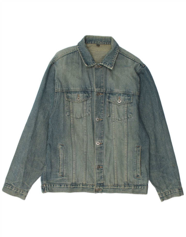 ANGELO LITRICO Mens Denim Jacket IT 56 3XL Blue Cotton