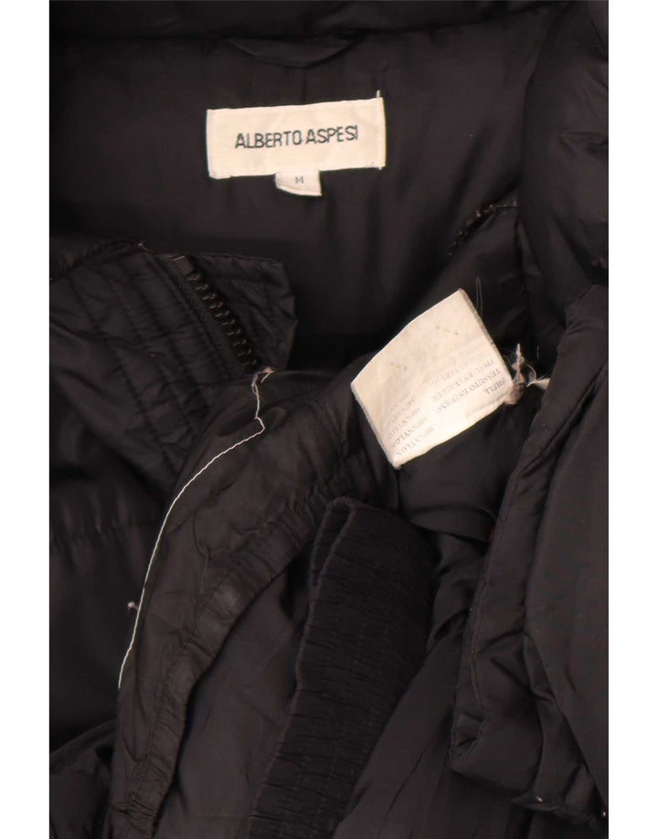 Alberto Aspesi Mens Hooded Padded Jacket UK 38 Medium Black Nylon