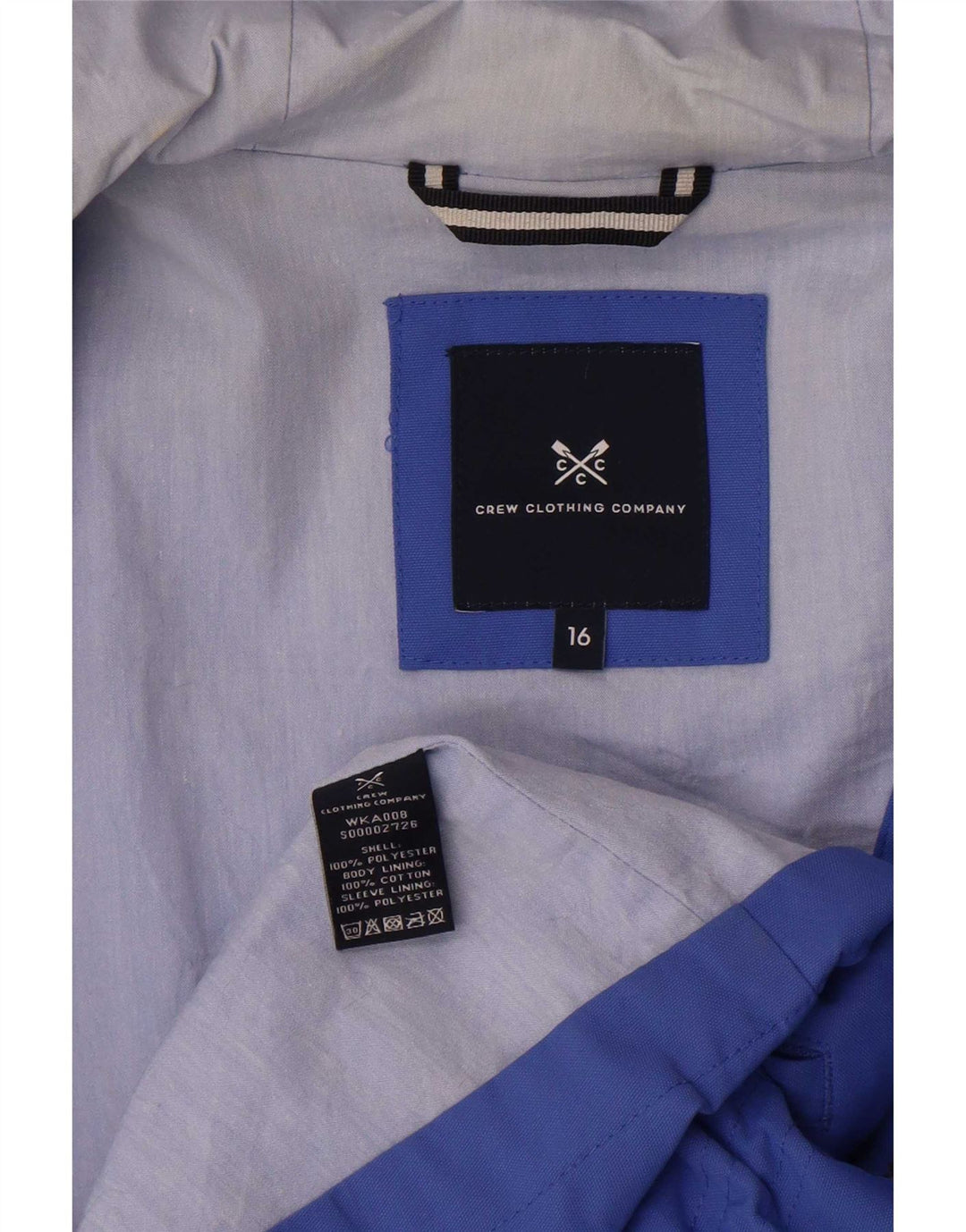 Crew Clothing Damska kurtka przeciwdeszczowa z kapturem UK 16, duża niebieska, poliester