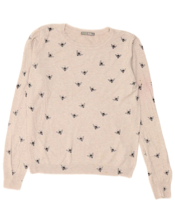 Marks & Spencer Womens Boat Neck Jumper Sweater UK 12 Medium Grey