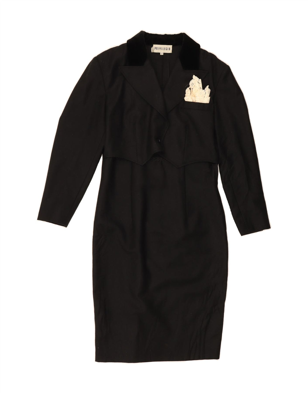 PRIVILEGIO Womens Sheath Dress IT 44 Medium Black Virgin Wool Vintage Privilegio and Second-Hand Privilegio from Messina Hembry 