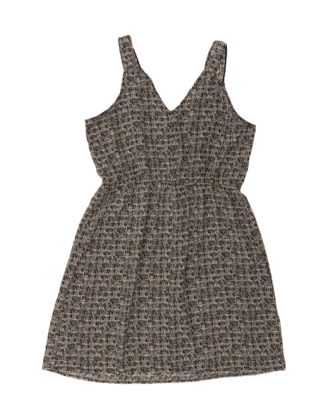 MOSSIMO Womens Ruffle Front Sleeveless A-Line Dress UK 18 XL Grey Check
